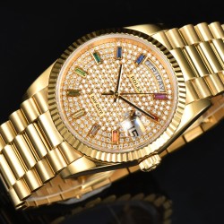 Rolex-DayDate 128238 36mm YG/YG Diamond/Dia Rainbow STK CSF VR3255
