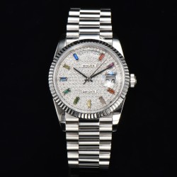 Rolex-DayDate 128238 36mm SS/SS Diamond/Dia Rainbow STK CSF VR3255