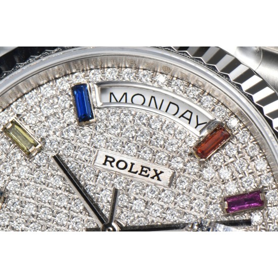Rolex-DayDate 128238 36mm SS/SS Diamond/Dia Rainbow STK CSF VR3255