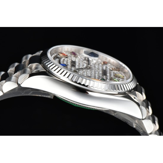 Rolex-DayDate 128238 36mm SS/SS Diamond/Dia Rainbow STK CSF VR3255