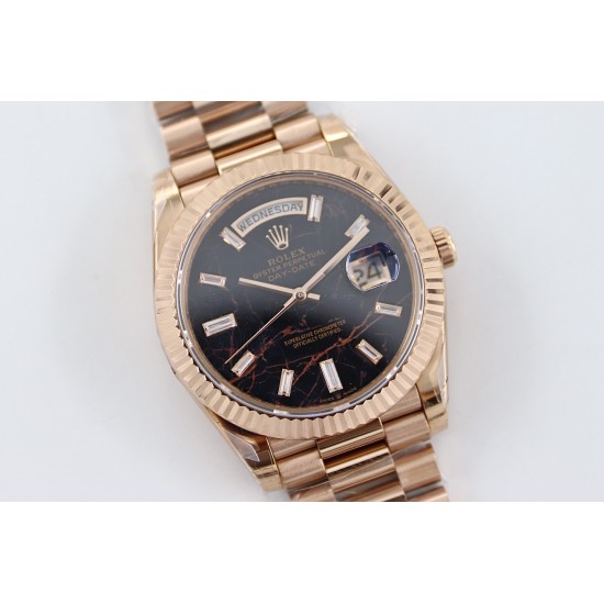 Rolex-DayDate 228235 40mm RG/RG Brown Patterned Dial TWS A2836