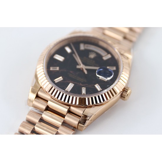 Rolex-DayDate 228235 40mm RG/RG Brown Patterned Dial TWS A2836