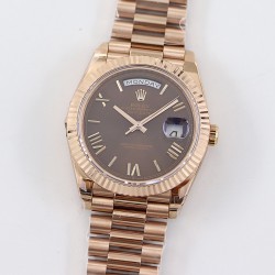 Rolex-DayDate 40mm RG/RG Brown Dial Rmn TWS A2836