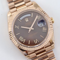 Rolex-DayDate 40mm RG/RG Brown Dial Rmn TWS A2836
