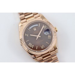 Rolex-DayDate 40mm RG/RG Brown Dial Rmn TWS A2836
