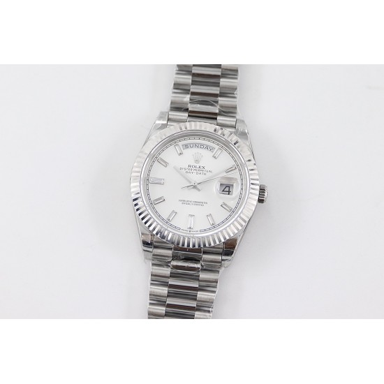 Rolex-DayDate 228236 40mm SS/SS White Dial Diam STK TWS A2836