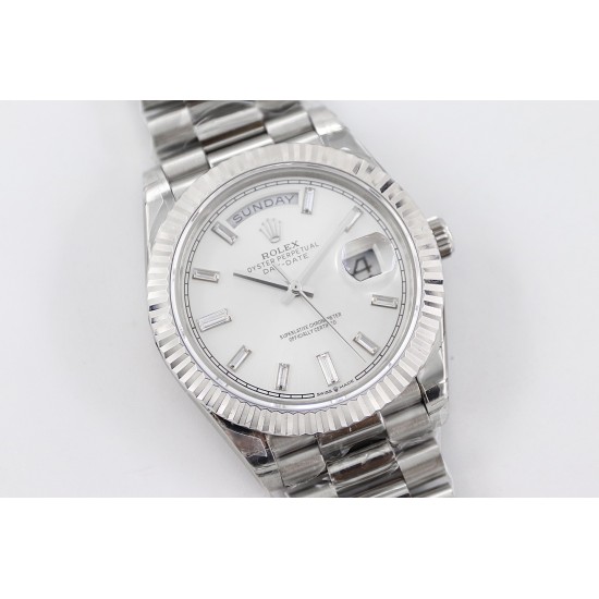 Rolex-DayDate 228236 40mm SS/SS White Dial Diam STK TWS A2836