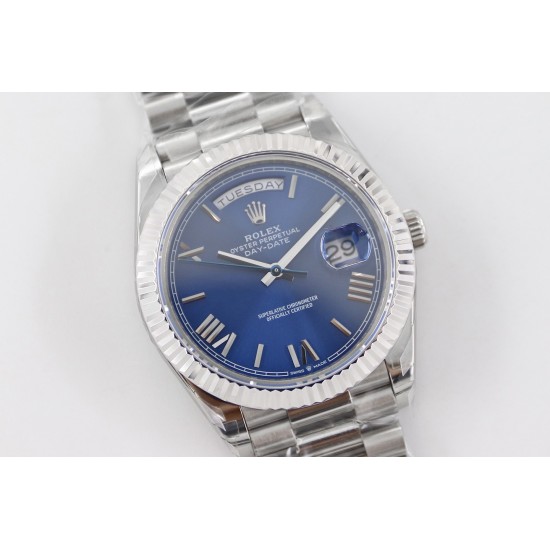 Rolex-DayDate 228236 40mm SS/SS Blue Dial Rmn STK TWS A2836