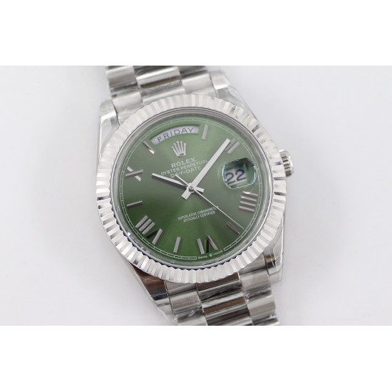 Rolex-DayDate 228236 40mm SS/SS Green Dial Rmn TWS A2836