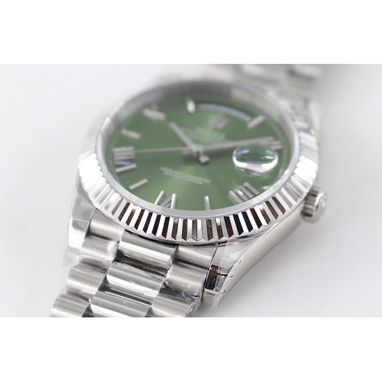 Rolex-DayDate 228236 40mm SS/SS Green Dial Rmn TWS A2836