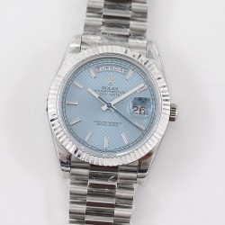 Rolex-DayDate 40mm SS/SS Ice Blue Textured Dial TWS A2836