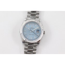 Rolex-DayDate 40mm SS/SS Ice Blue Textured Dial TWS A2836
