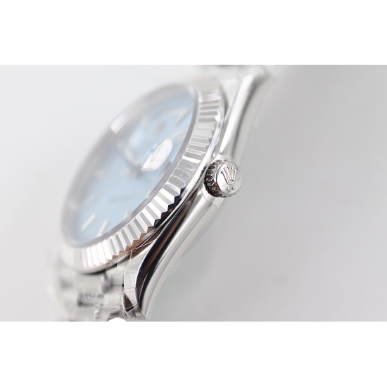 Rolex-DayDate 40mm SS/SS Ice Blue Textured Dial TWS A2836