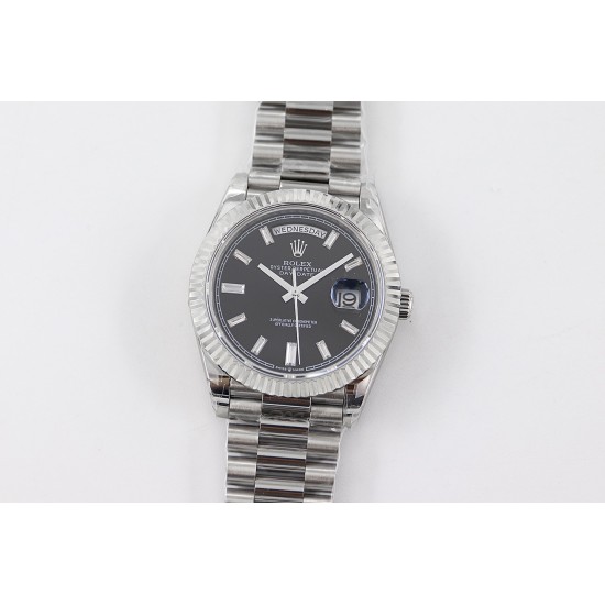 Rolex-DayDate 228239 40mm SS/SS Black/Dia TWS A2836