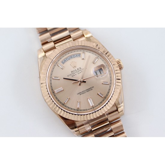 Rolex-DayDate 40mm Flt RG/RG Rose Gold Baug. Diam TWS A2836
