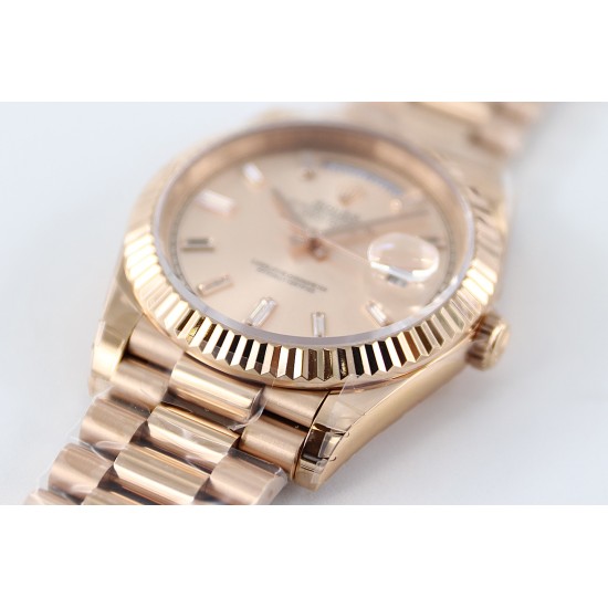 Rolex-DayDate 40mm Flt RG/RG Rose Gold Baug. Diam TWS A2836