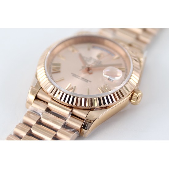 Rolex-DayDate 40mm Flt RG/RG Rose Gold Diam Rmn TWS A2836