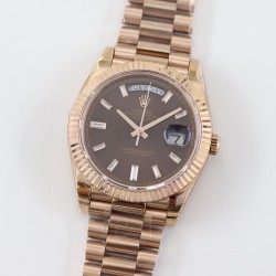 Rolex-DayDate 40mm Flt RG/RG Brown Baug. Diam TWS A2836