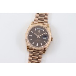 Rolex-DayDate 40mm Flt RG/RG Brown Baug. Diam TWS A2836