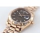 Rolex-DayDate 40mm Flt RG/RG Brown Textured Diam TWS A2836