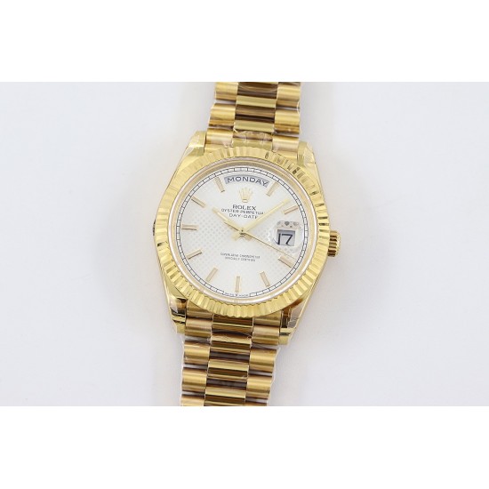 Rolex-DayDate 228238 40mm YG/YG Silver Textured Dial TWS A2836