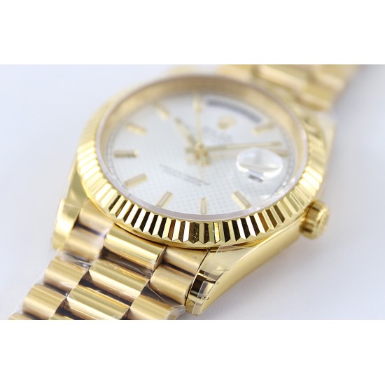 Rolex-DayDate 228238 40mm YG/YG Silver Textured Dial TWS A2836