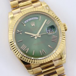 Rolex-DayDate 228238 40mm YG/YG Green Dial Rmn TWS A2836