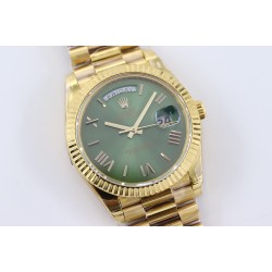 Rolex-DayDate 228238 40mm YG/YG Green Dial Rmn TWS A2836