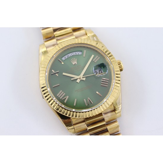 Rolex-DayDate 228238 40mm YG/YG Green Dial Rmn TWS A2836