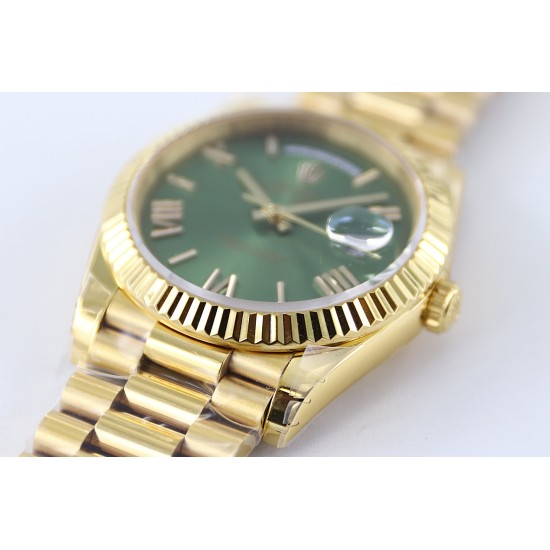 Rolex-DayDate 228238 40mm YG/YG Green Dial Rmn TWS A2836