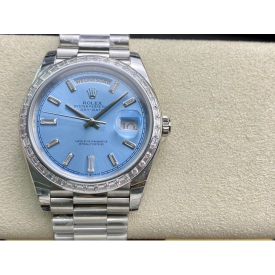 Rolex-DayDate 228349 40mm Pres SS/SS Ice Blue/Dia EWF A3255
