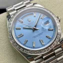 Rolex-DayDate 228349 40mm Pres SS/SS Ice Blue/Dia EWF A3255