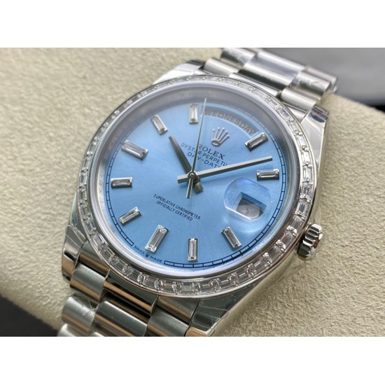 Rolex-DayDate 228349 40mm Pres SS/SS Ice Blue/Dia EWF A3255