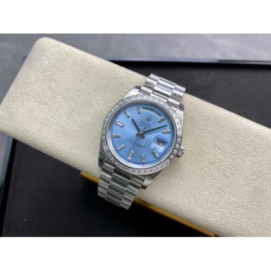 Rolex-DayDate 228349 40mm Pres SS/SS Ice Blue/Dia EWF A3255