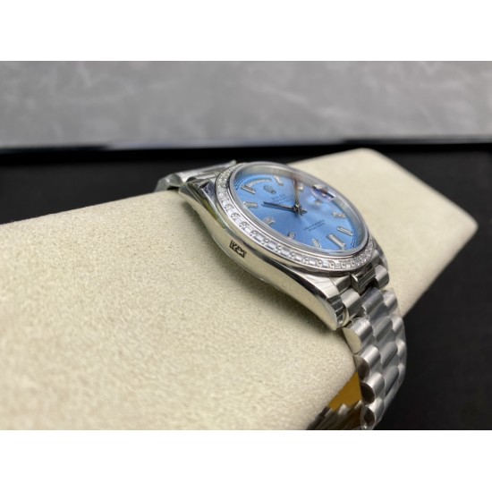 Rolex-DayDate 228349 40mm Pres SS/SS Ice Blue/Dia EWF A3255