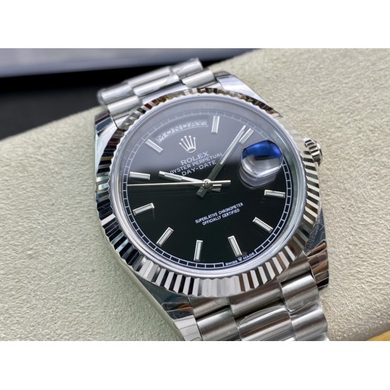 Rolex-DayDate 228239 40mm SS/SS Black/Stk EWF V4 VR3255