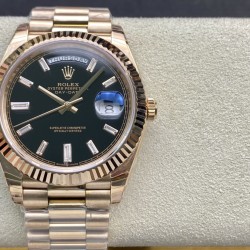 Rolex-DayDate 228235 40mm RG/RG Black/Baguette EWF V4 VR3255