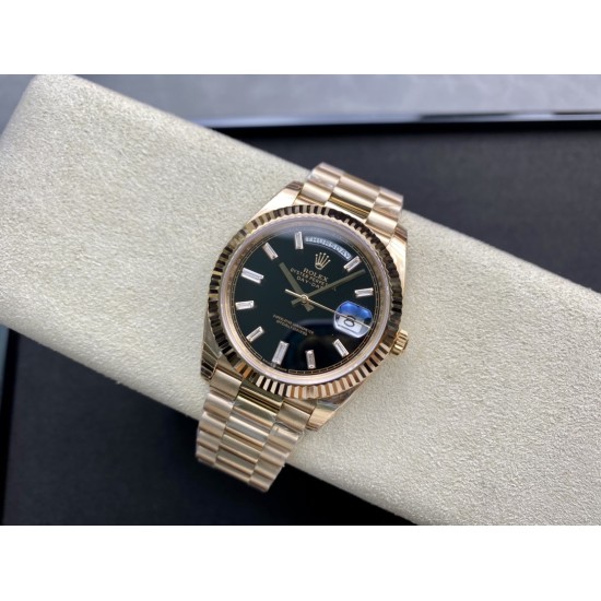Rolex-DayDate 228235 40mm RG/RG Black/Baguette EWF V4 VR3255