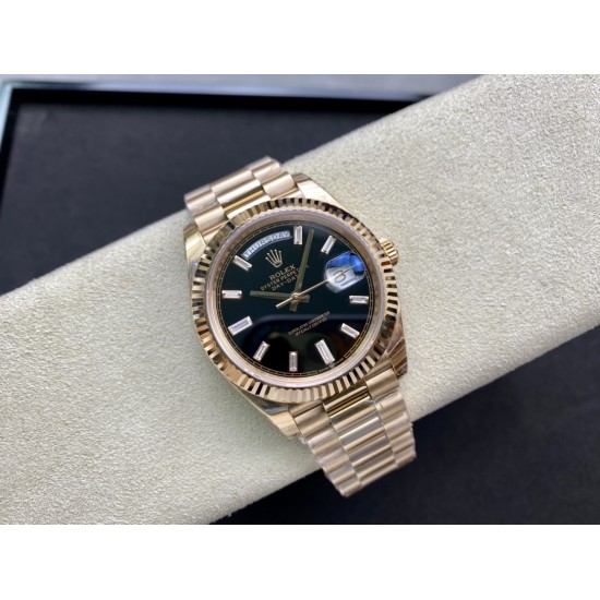 Rolex-DayDate 228235 40mm RG/RG Black/Baguette EWF V4 VR3255