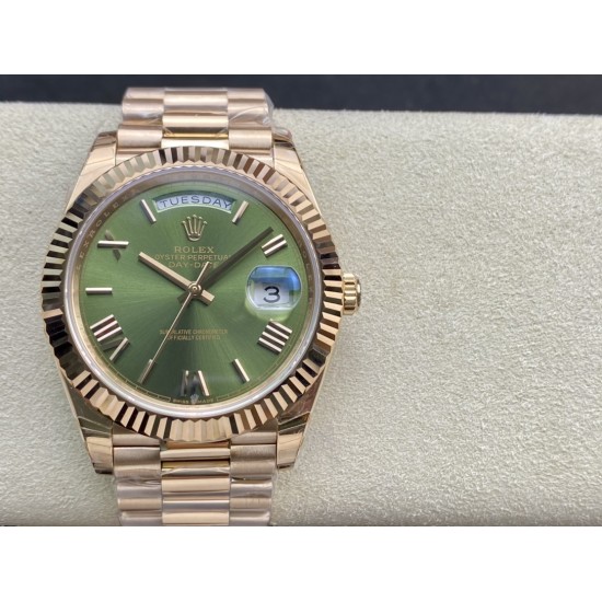 Rolex-DayDate 228235 40mm RG/RG Green/Rmn EWF VR3255