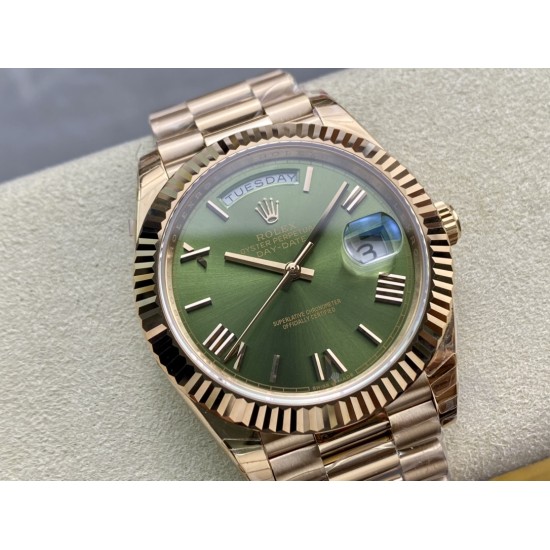 Rolex-DayDate 228235 40mm RG/RG Green/Rmn EWF VR3255