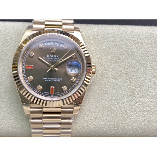 Rolex-DayDate 228235 40mm RG/RG Brown/Dia Diam EWF VR3255