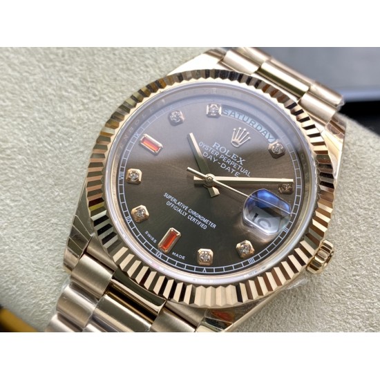 Rolex-DayDate 228235 40mm RG/RG Brown/Dia Diam EWF VR3255