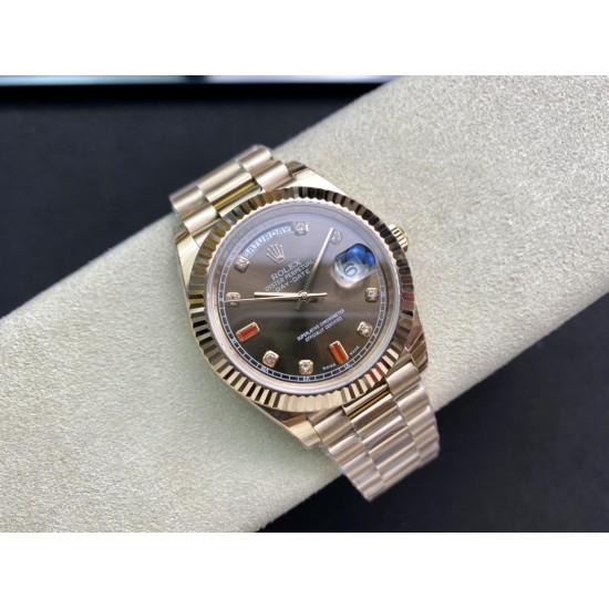 Rolex-DayDate 228235 40mm RG/RG Brown/Dia Diam EWF VR3255