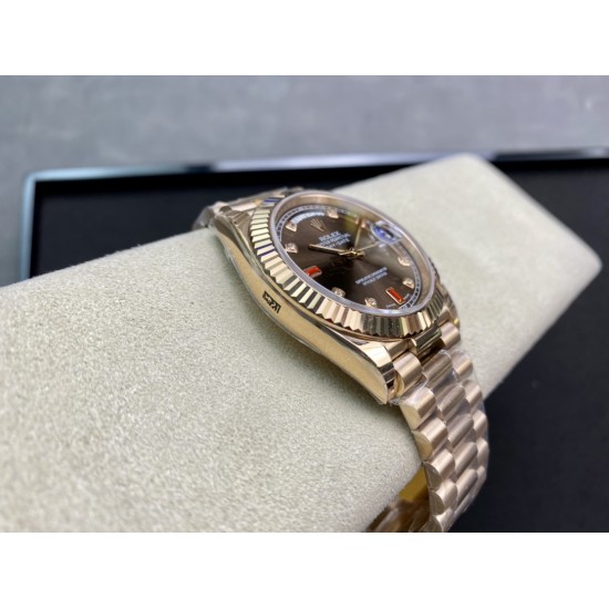 Rolex-DayDate 228235 40mm RG/RG Brown/Dia Diam EWF VR3255