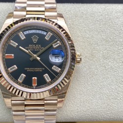 Rolex-DayDate 228235 40mm RG/RG Black/Baguette EWF V4 VR3255