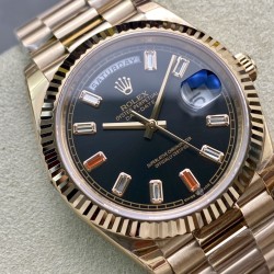 Rolex-DayDate 228235 40mm RG/RG Black/Baguette EWF V4 VR3255