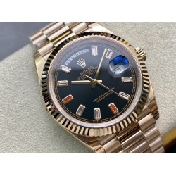 Rolex-DayDate 228235 40mm RG/RG Black/Baguette EWF V4 VR3255