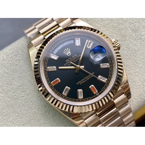 Rolex-DayDate 228235 40mm RG/RG Black/Baguette EWF V4 VR3255