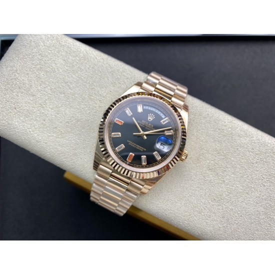 Rolex-DayDate 228235 40mm RG/RG Black/Baguette EWF V4 VR3255